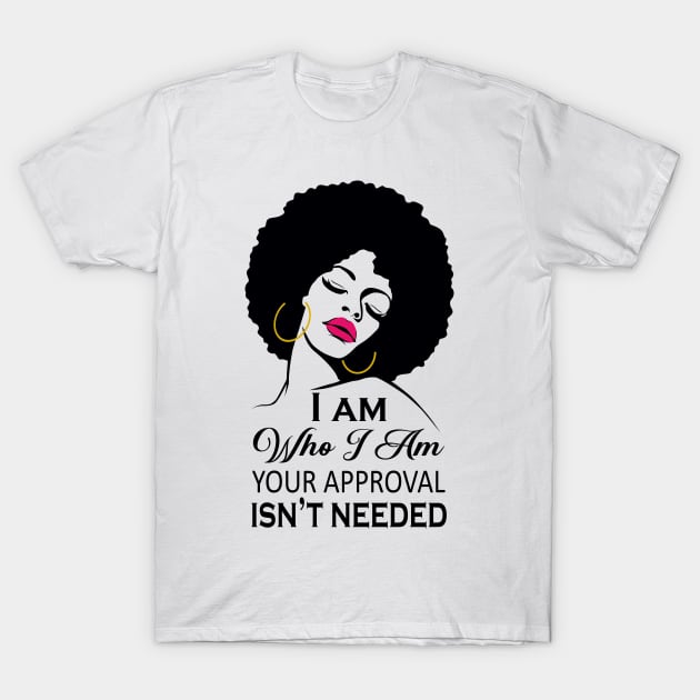 Black Queen Lady Curly Natural Afro African American Ladies T-Shirt by Xonmau